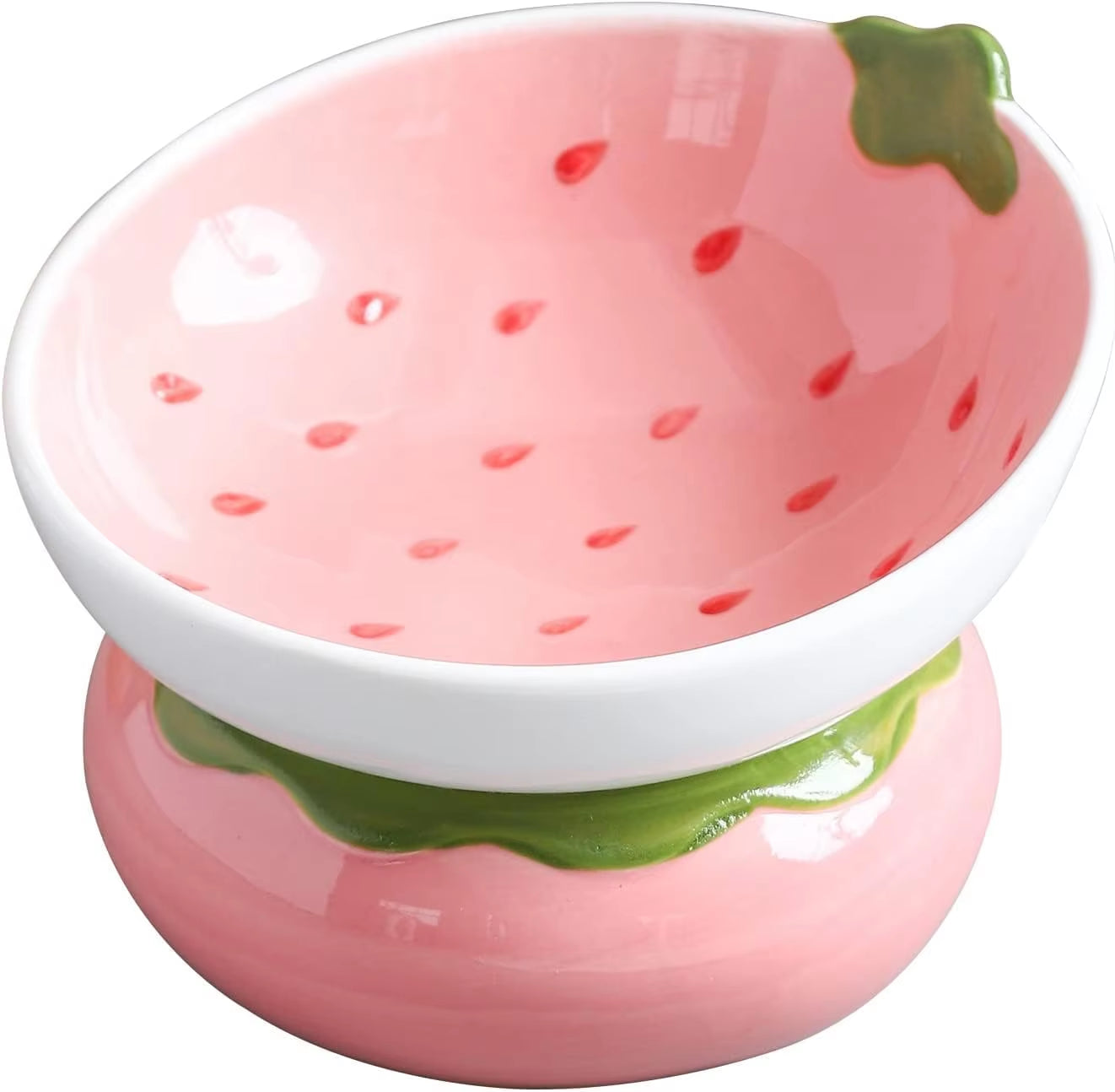 2/1 Pc Ceramic Raised Cat Bowl, Elevated Cat Food Bowl for Indoor Cats, anti Vomiting &Protect Pet'S Spine, Cute Tilted Cat Dish