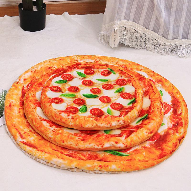 Simulation 3D Pizza Avocado Omelette Toast Pet Warm Blanket Mat Bed Soft Thicken