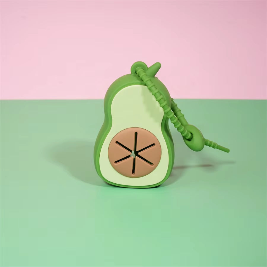 (1 Avocado+1 Roll of Garbage Bag) Cute Avocado Shaped Dog Waste Bag Dispenser Dog Pooper Scooper with Leash Attachment