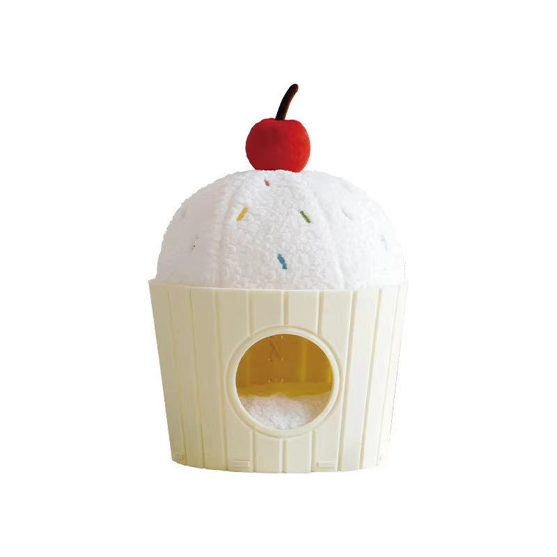 Cute Ice Cream Big Space Soft and Comfortable Felt Cat Bed Closed Hiding House for Pets Furnitures Pet Supplies