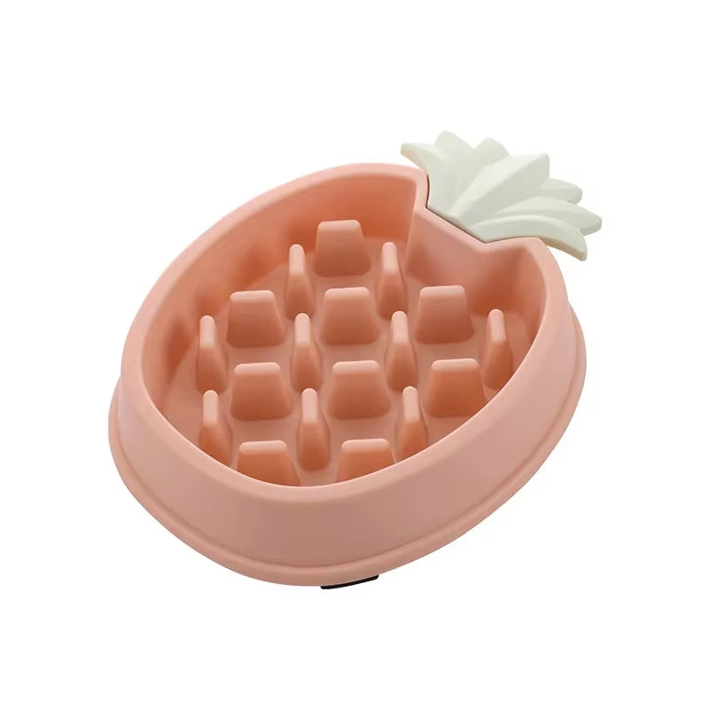 1Pcs Pineapple Shaped Slow Feeder Pet Bowl Anti-Choking Dog Food and Water Bowl Plastic Pet Slow Feeding Basin