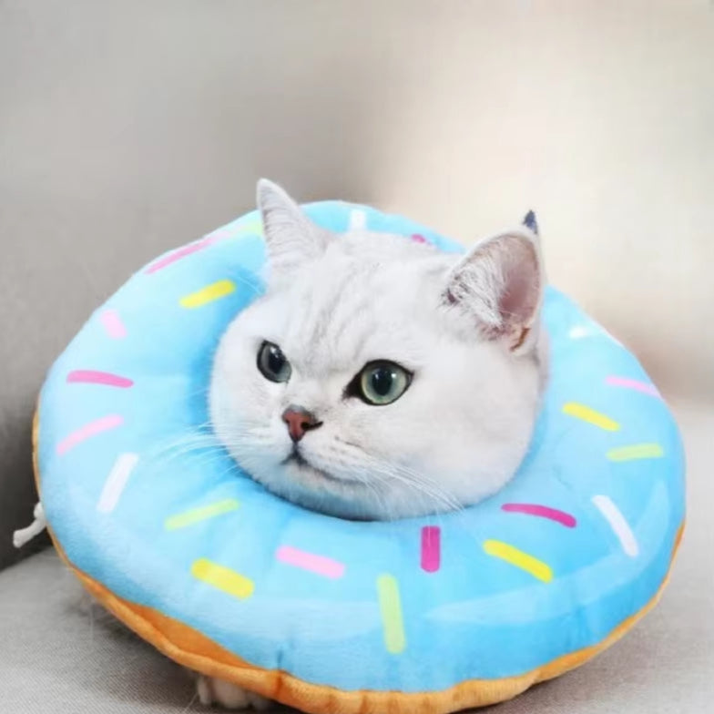 Adjustable Cat Recovery Collar Donuts Cat Elizabethan Collar Pet Dog Neck Cone Recovery Collar for Anti-Bite Lick Surgery