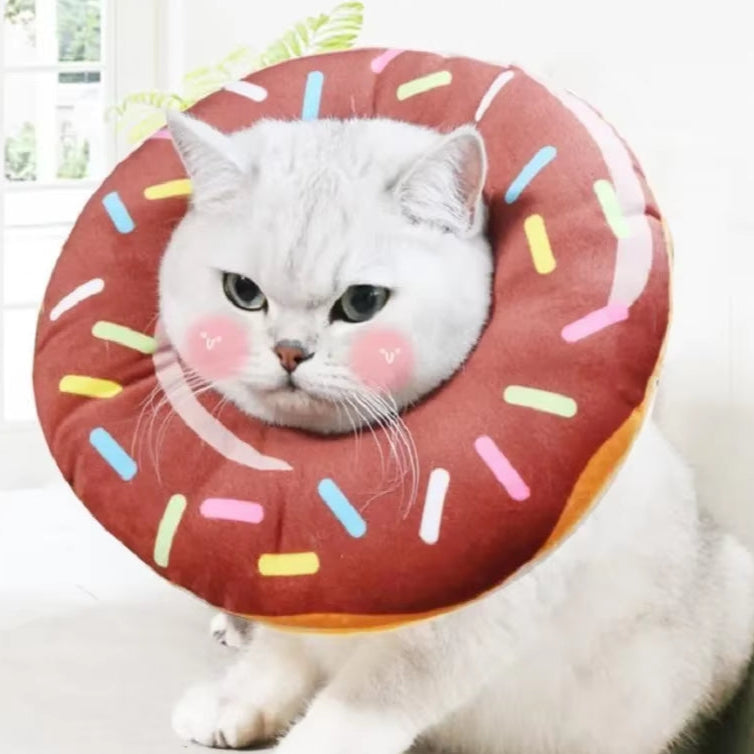 Adjustable Cat Recovery Collar Donuts Cat Elizabethan Collar Pet Dog Neck Cone Recovery Collar for Anti-Bite Lick Surgery