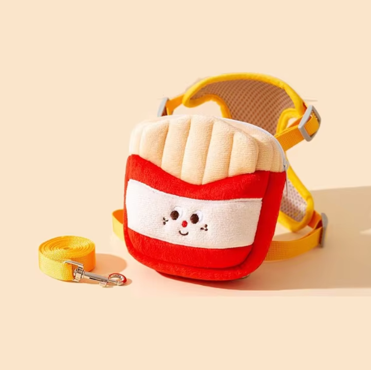 Burger & Fries Backpacks with Leash