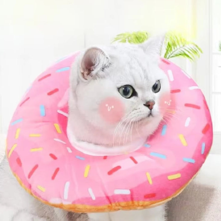 Adjustable Cat Recovery Collar Donuts Cat Elizabethan Collar Pet Dog Neck Cone Recovery Collar for Anti-Bite Lick Surgery