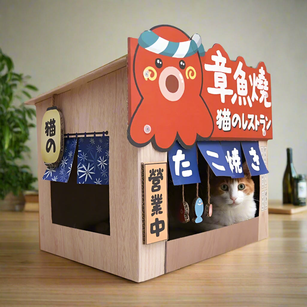 Large Japanese Style Cat Scratch Board Octopus Cat House
