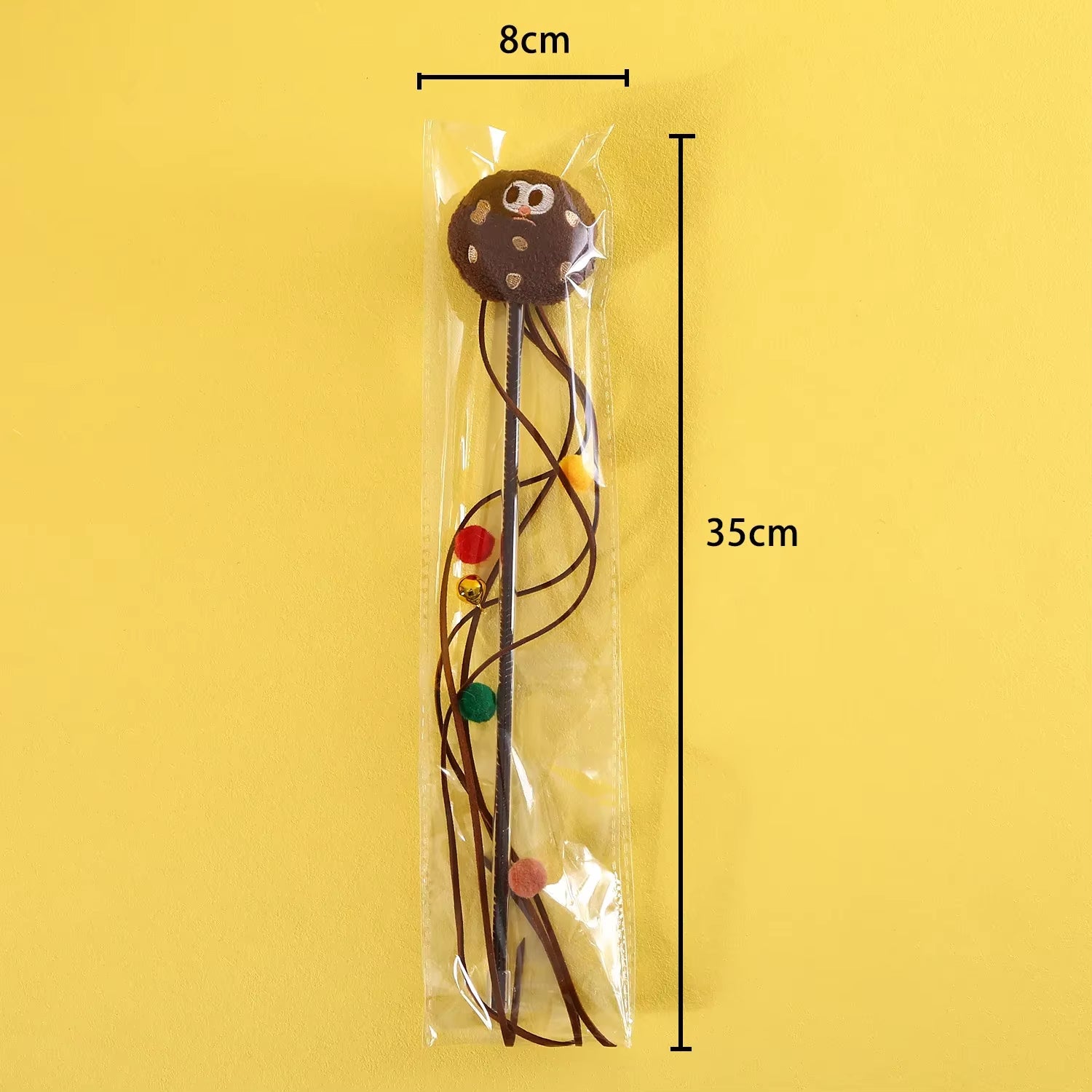 Pet Cat Plush Wand Stick with Bell Cartoon Cookies Teasing Stick Funny Pet Cat Stick Soft Plush Tassel Ball Cat Toys Interactive